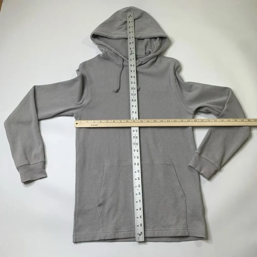 The North Face Hoodie Mens M Medium Slim Fit Gray Cotton Stretch Waffle Knit